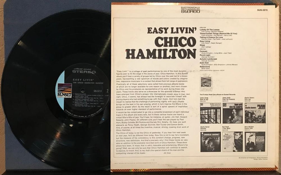 THE CHICO HAMILTON QUINTET EASY LIVIN'~1969 SUNSET RECORDS U.S. COMPILATION LP