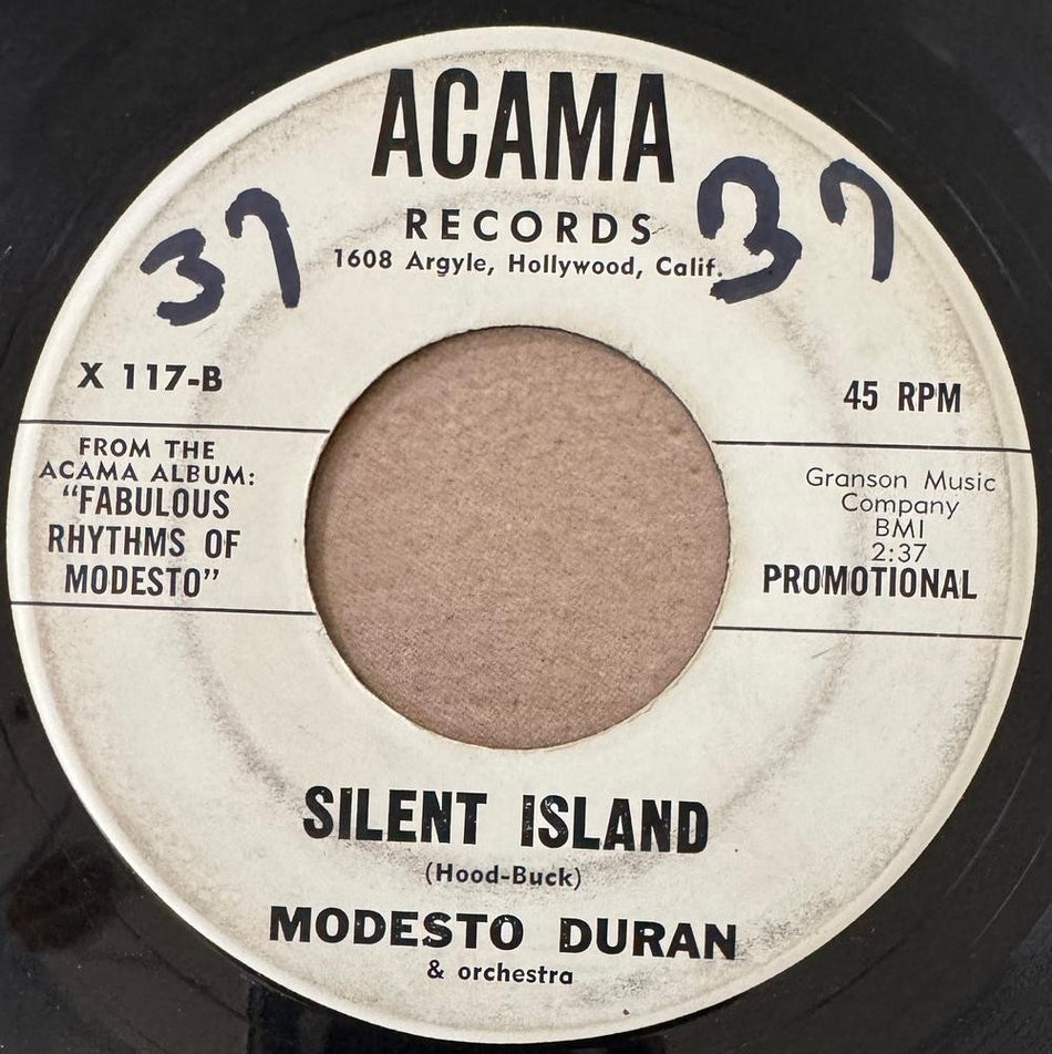 MODESTO DURAN GORO-GU/ SILENT ISLAND~OG 1960 ACAMA WHITE LBL PROMO AFRO-CUBAN 7'