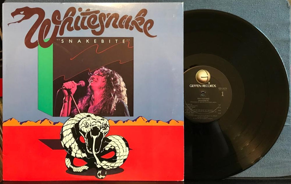 WHITESNAKE SNAKEBITE~NM- 1980's COLUMBIA HOUSE CLUB RE LP~GEFFEN~DAVID COVERDALE