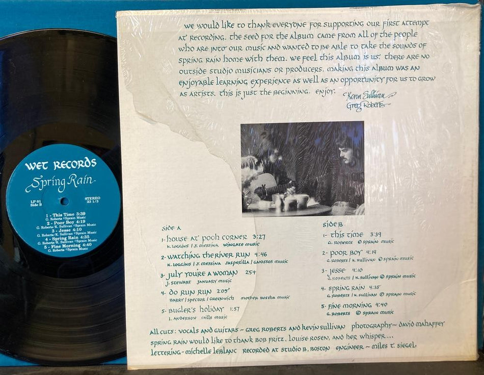 SPRING RAIN~S/T~SELF-TITLED NM- PRIVATE LABEL FOLK ROCK~SHRINK~WET RECORDS-LP01