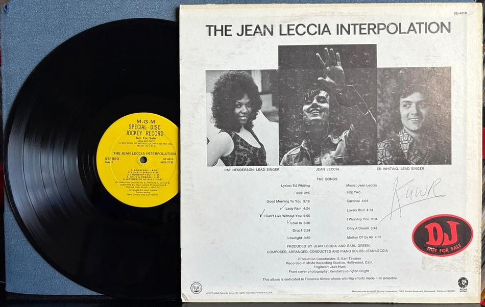 THE JEAN LECCIA INTERPOLATION~ORIG 1972 MGM RECORDS YELLOW LABEL PROMO LP~FUNK