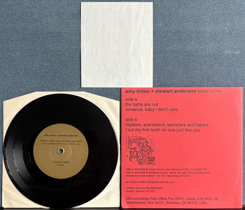 AMY LINTON +STEWART ANDERSON~LIGHTS ARE OUT~NM- 2000 7-INCH EP~INSERT~INDIE ROCK