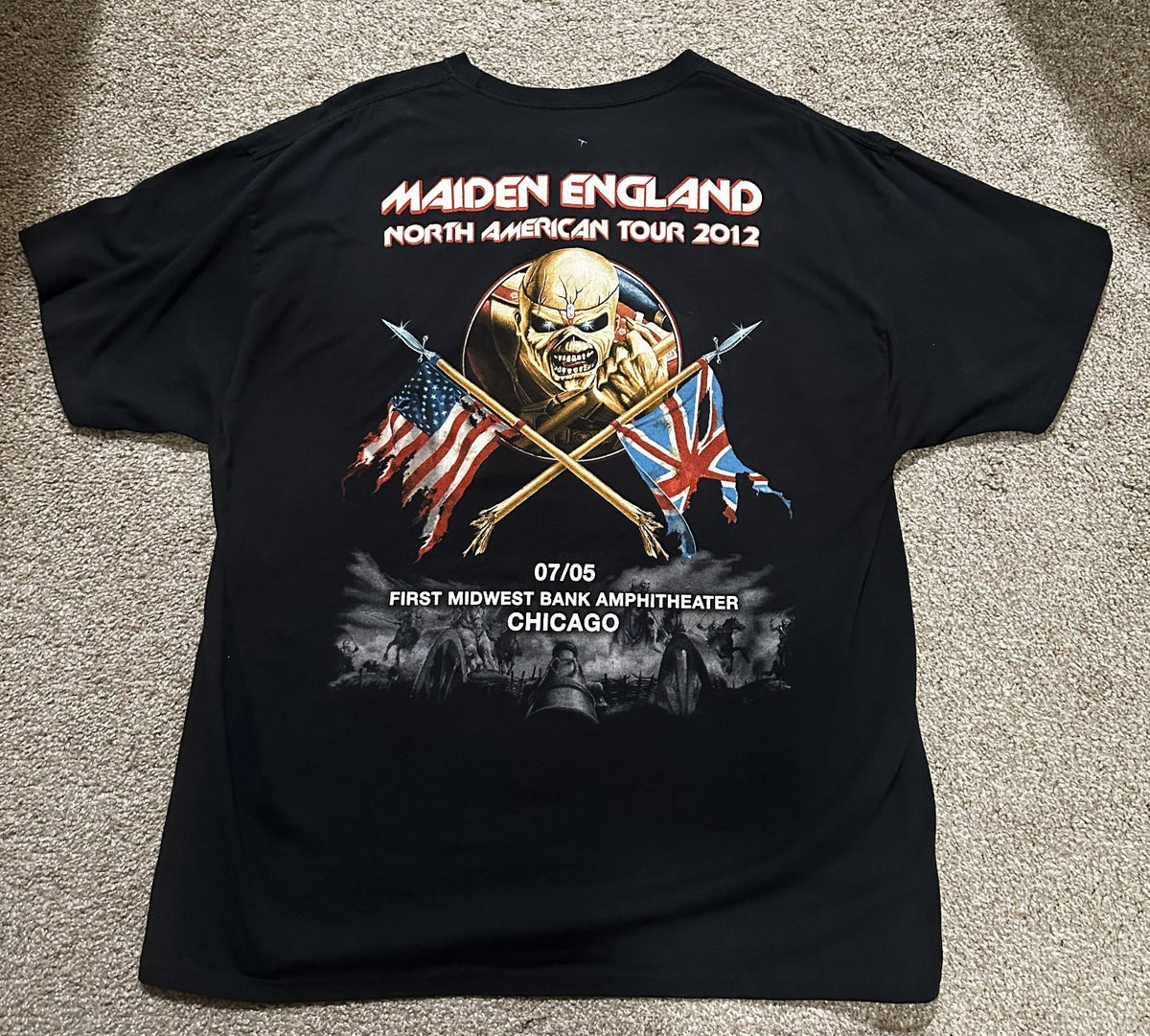 IRON MAIDEN CONCERT T-SHIRT~CHICAGO~2012 TOUR~XL~BLACK~ORIGINAL~RARE~VINTAGE