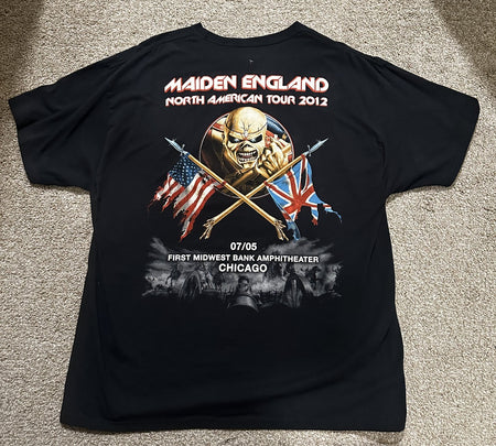 IRON MAIDEN CONCERT T-SHIRT~CHICAGO~2012 TOUR~XL~BLACK~ORIGINAL~RARE~VINTAGE