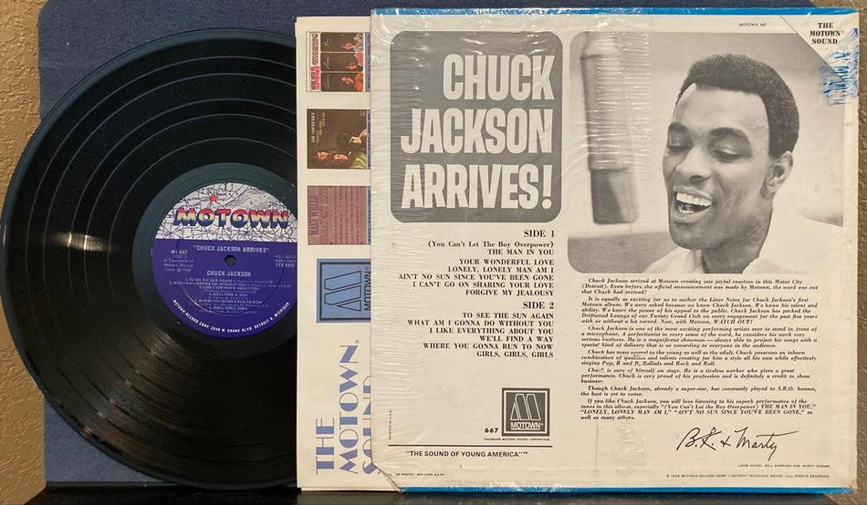 CHUCK JACKSON ARRIVES~NM 1968 MOTOWN LP w/SHRINK~INDIANAPOLIS PRESS~DEEP GROOVE