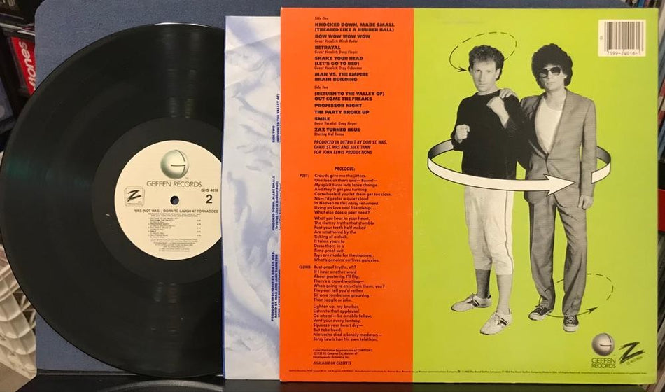 WAS (NOT WAS) BORN TO LAUGH AT TORNADOES~VG+ 1983 GEFFEN/ZE LP w/INNER~SYNTH-POP