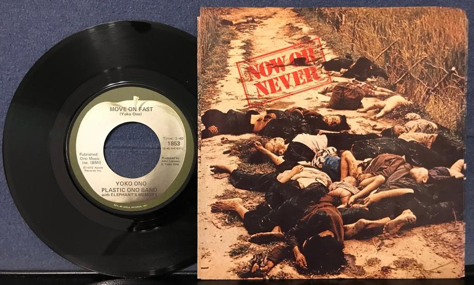 PLASTIC ONO BAND NOW OR NEVER~NM- 1973 APPLE 7-INCH PIC SLV SINGLE~YOKO~BEATLES