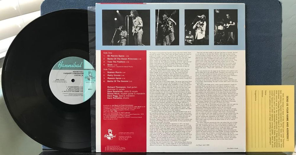 HOUSE FULL~FAIRPORT CONVENTION LIVE IN L.A. 1970~NM- 1986 HANNIBAL LP~FOLK ROCK 