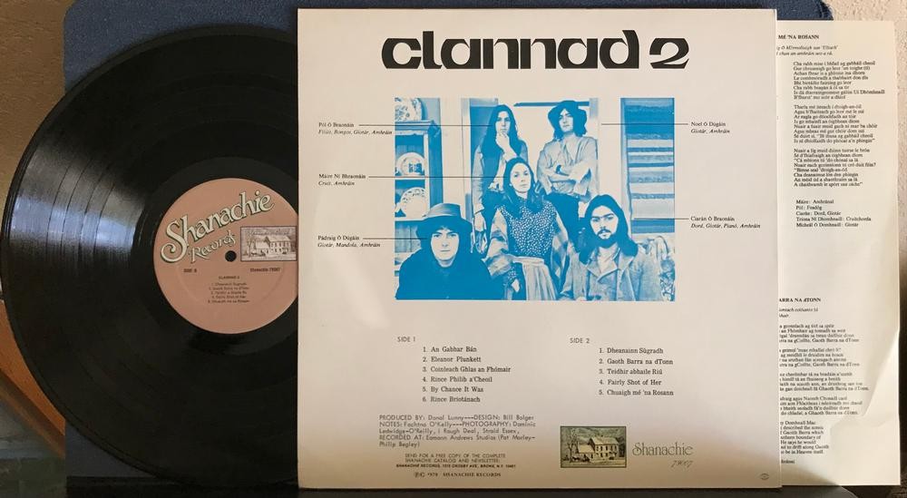 CLANNAD 2~NM 1979 SHANACHIE RECORDS TAN LBL REISSUE LP w/INSERT~CELTIC FOLK ROCK