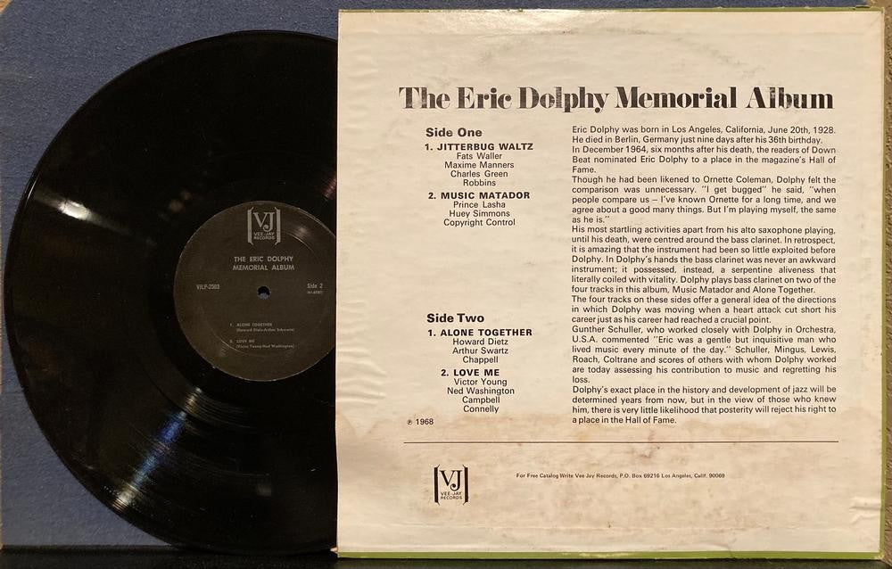 THE ERIC DOLPHY MEMORIAL ALBUM~1968 VEE-JAY MONO BLACK LABEL REISSUE LP~POST BOP