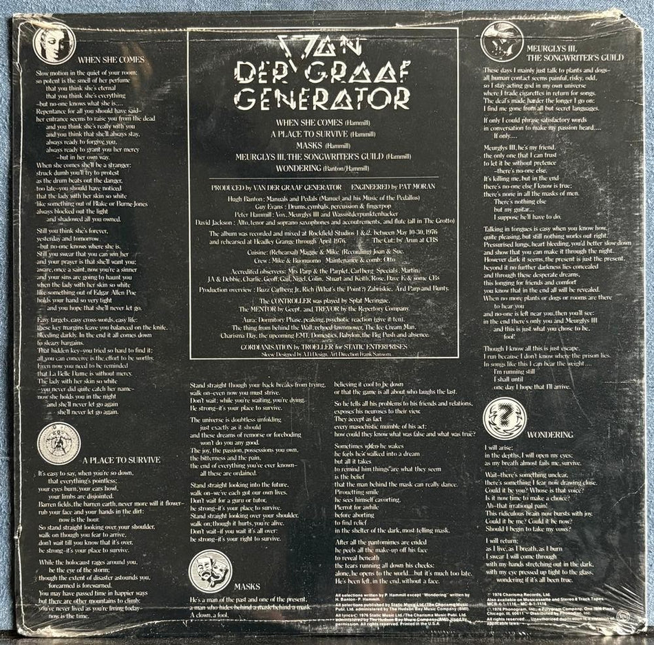VAN DER GRAAF GENERATOR WORLD RECORD~SEALED 1976 MERCURY U.S. 1st PRESS LP~PROG