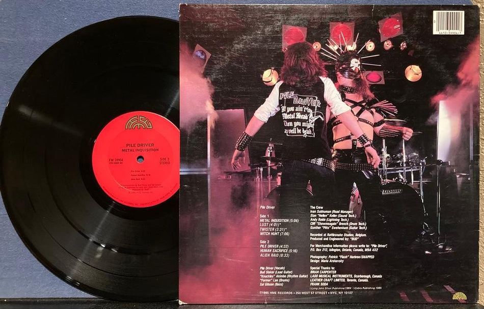 PILEDRIVER METAL INQUISITION~VG++ 1985 HME CENSORED FIRST U.S. PRESS LP~THRASH