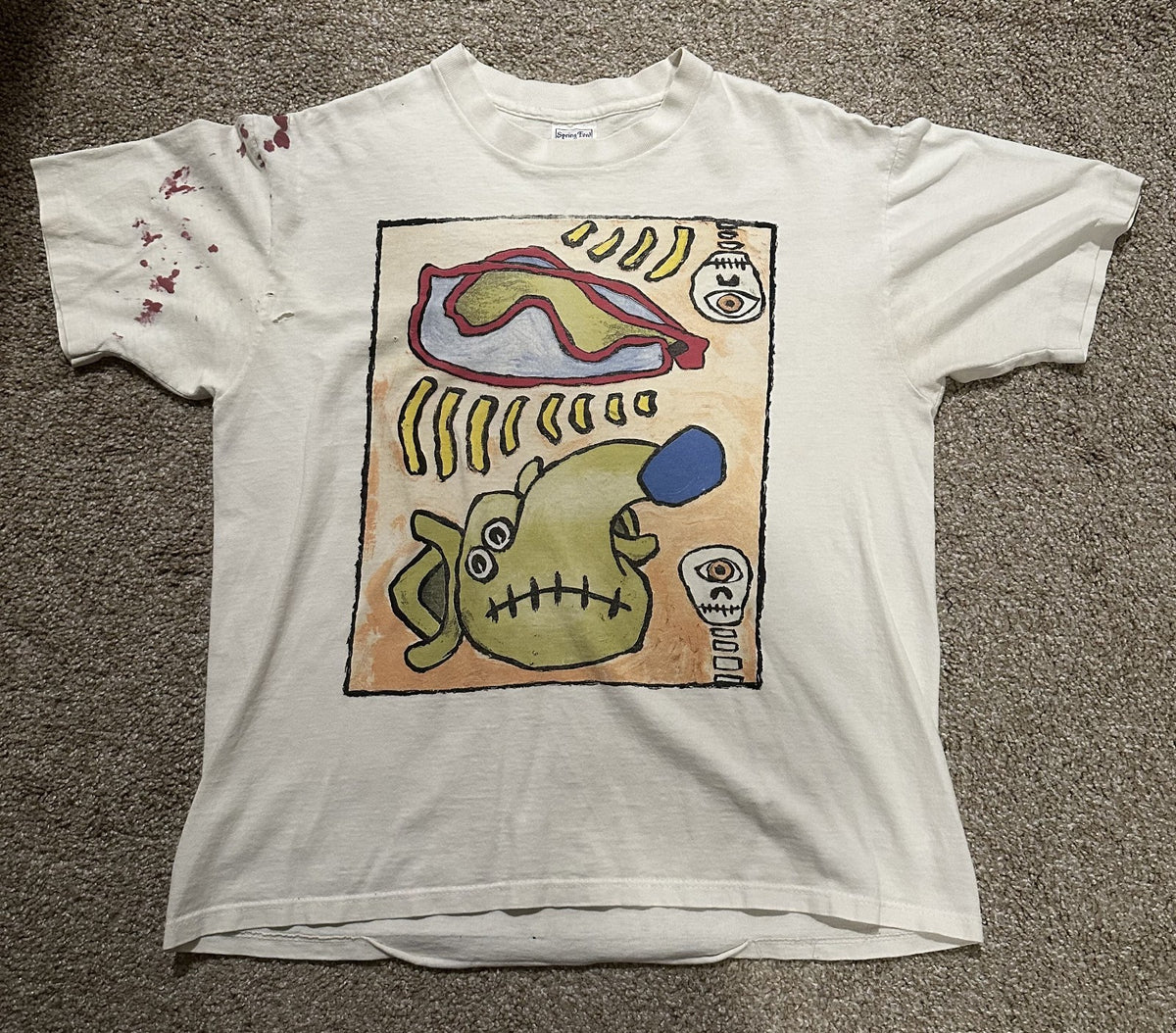 RARE MEAT PUPPETS BAND T-SHIRT~SINGLE-STITCH~ORIGINAL~WHITE~LG~1980s~VINTAGE~VTG