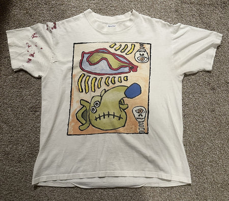 RARE MEAT PUPPETS BAND T-SHIRT~SINGLE-STITCH~ORIGINAL~WHITE~LG~1980s~VINTAGE~VTG