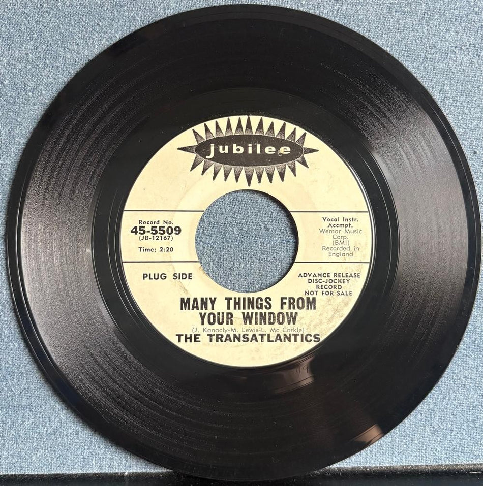 TRANSATLANTICS MANY THINGS FROM YOUR WINDOW~1965 JUBILEE PROMO 7-INCH 45~GARAGE