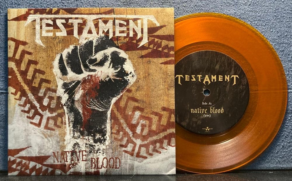 TESTAMENT~NATIVE BLOOD / SANGRE NATIVA~NM LMTD 2012 ORANGE 7-INCH SINGLE~THRASH