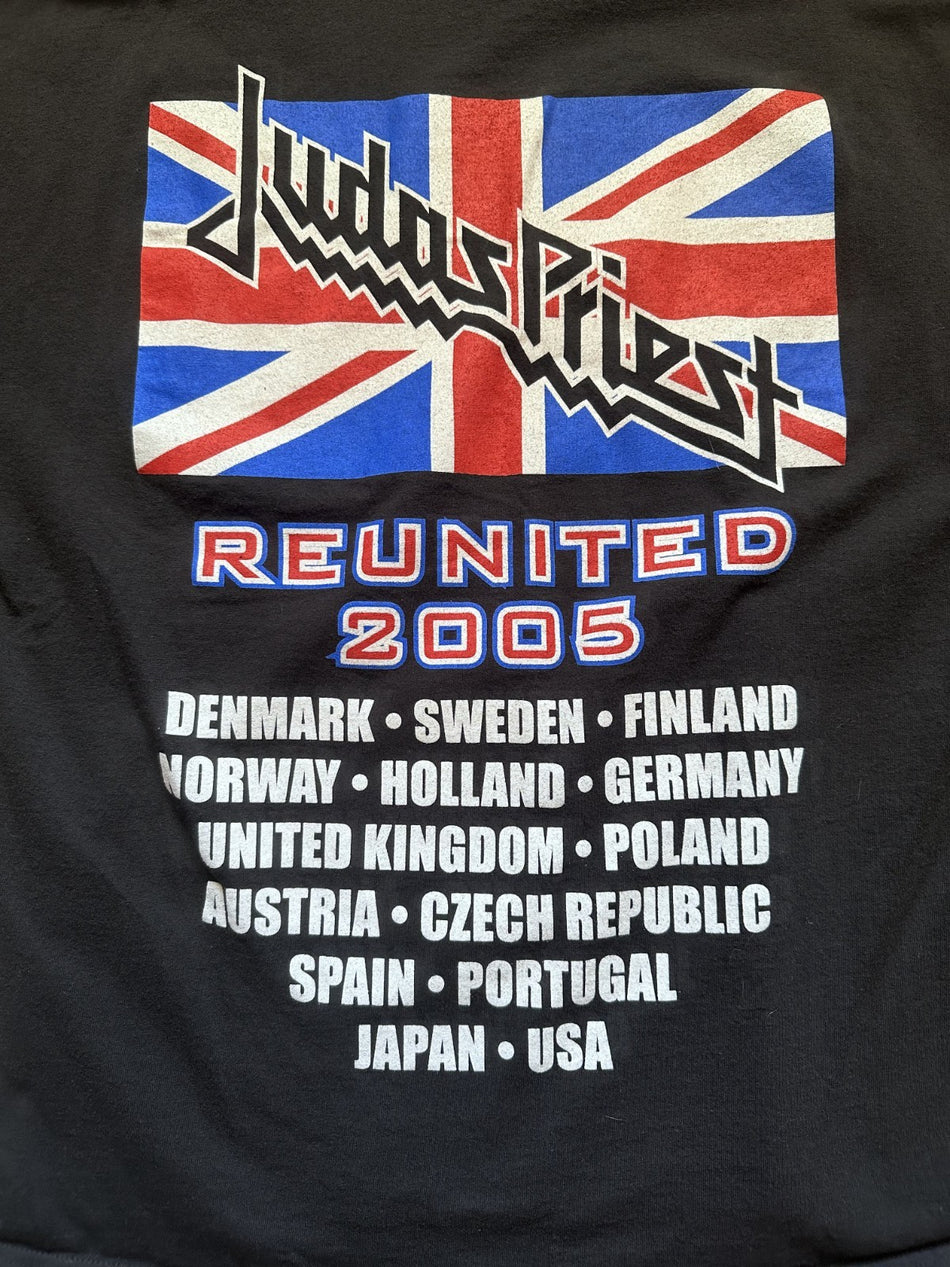 VTG JUDAS PRIEST T-SHIRT~2005 REUNITED TOUR~BRITISH STEEL~XL~DELTA~BLACK~RARE