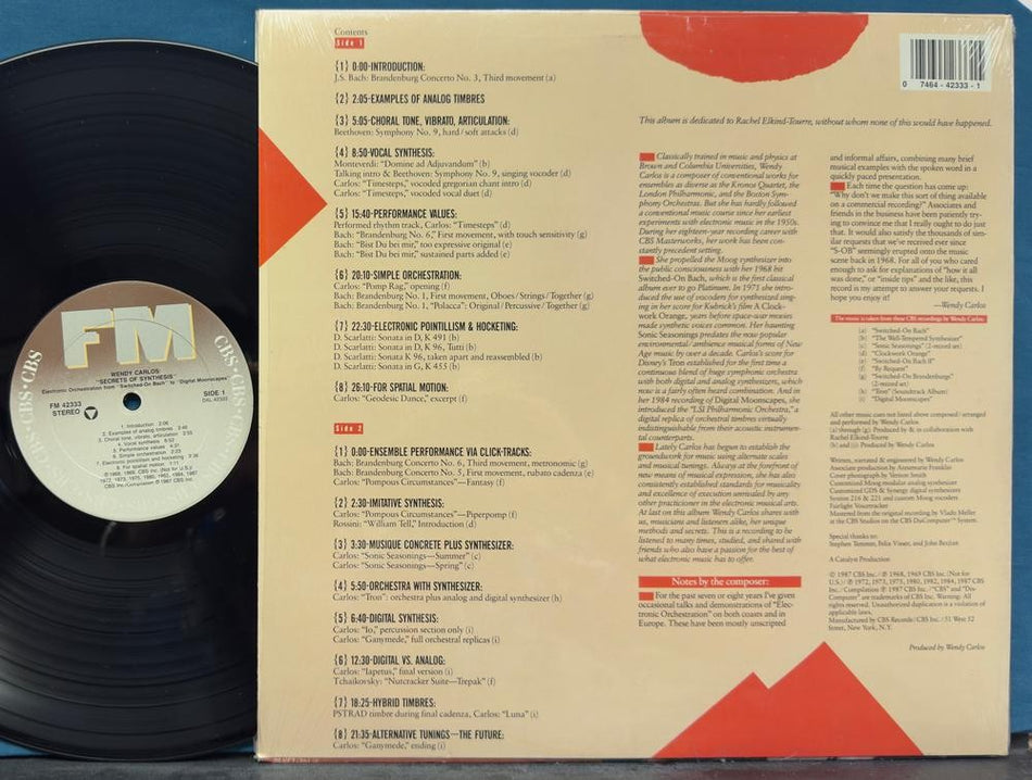 WENDY CARLOS SCRETS OF SYNTHESIS~NM/NM- ORIG 1987 LP~SRHINK~CARROLLTON PRESS
