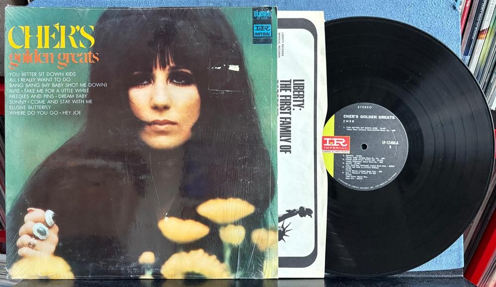CHER~CHER'S GOLDEN GREATS~ORG 1968 IMPERIAL 1st PRESS LP w/SHRINK~SONNY BONO~POP