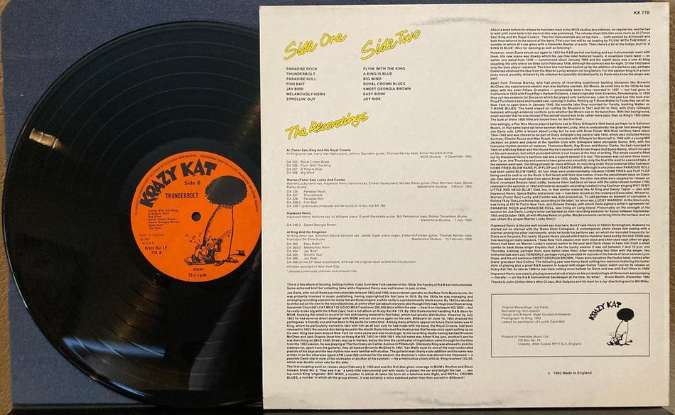 THUNDERBOLT! HONKIN R&B SAX INSTRUMENTALS 1952-56~NM '83 KRAZY KAT UK LP~AL KING