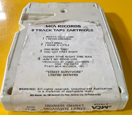 LYNYRD SKYNYRD STREET SURVIVORS 8-TRACK TAPE~MCA T-3029~NO FLAMES~NICE CONDITION