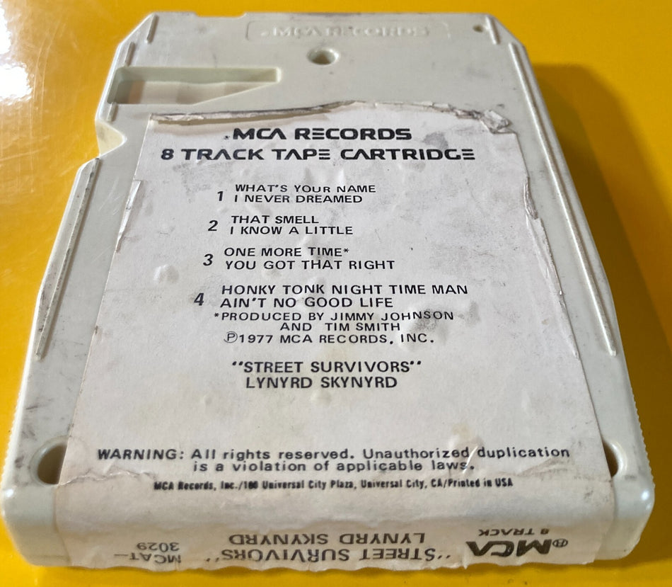 LYNYRD SKYNYRD STREET SURVIVORS 8-TRACK TAPE~MCA T-3029~NO FLAMES~NICE CONDITION