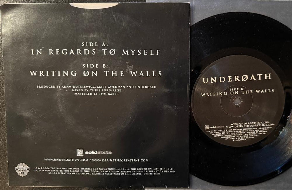 UNDEROATH IN REGARDS TO MYSELF/ WRITING ON THE WALLS~NM- 2006 PROMO ONLY 7'