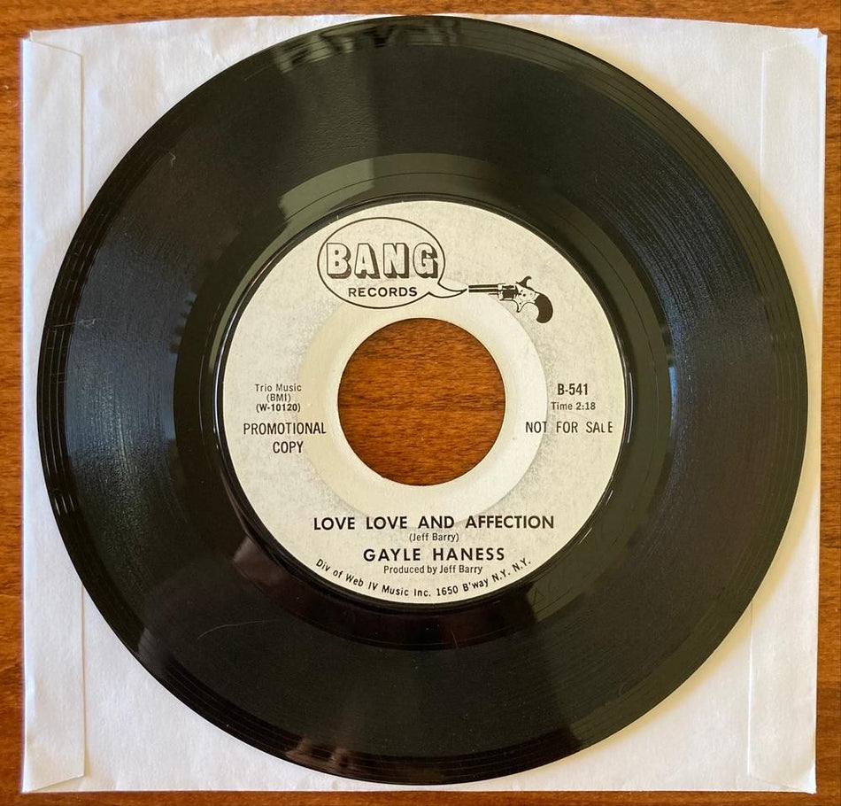 GAYLE HANESS~I'VE NEVER GOTTEN OVER YOU~1967 BANG WHITE LBL PROMO 7-INCH 45~SOUL