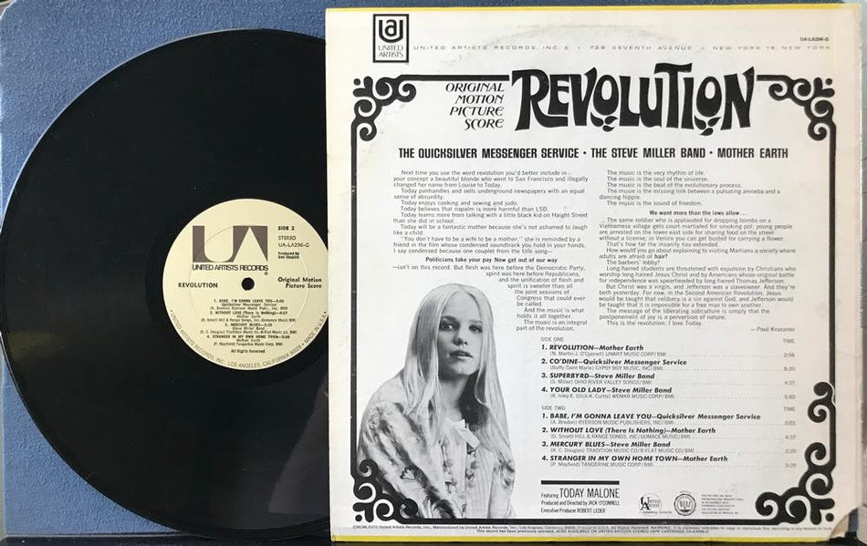 REVOLUTION ORIGINAL MOTION PICTURE SCORE~LMTD '74 UNITED ARTISTS RE~STEVE MILLER