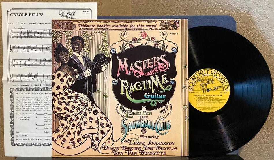 MASTERS OF THE RAGTIME GUITAR~NM- 1977 KICKING MULE RECORDS JAZZ COMP. LP~INSERT