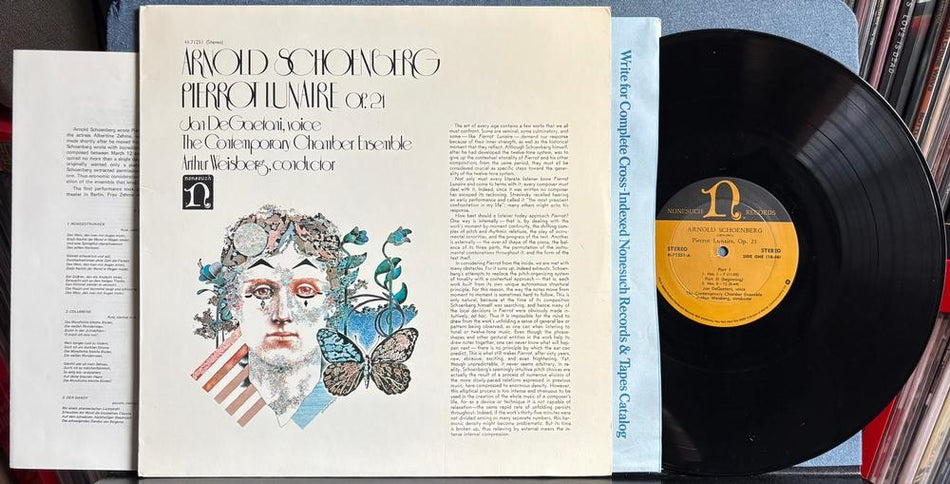 PIERROT LUNAIRE OP.21~SCHOENBERG~DeGAETANI~WEISBERG~1971 NONESUCH LP w/INSERT