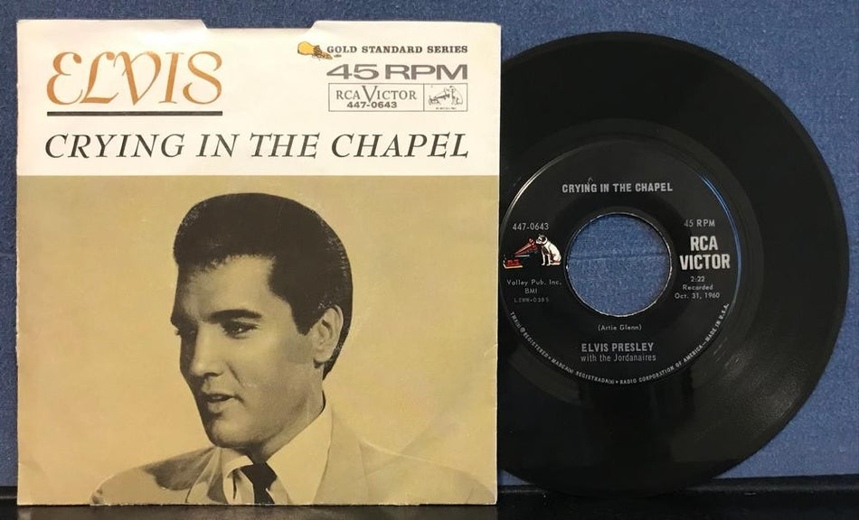 ELVIS PRESLEY CRYING IN THE CHAPEL~VG++ 1965 GOLD STANDARD SERIES 7-INCH PIC SLV
