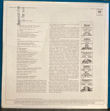 BERNSTEIN~GRIEG'S GREATEST HITS~SEALED 1969 COLUMBIA MS 7505 LP~PROMO~SZELL~ORMA