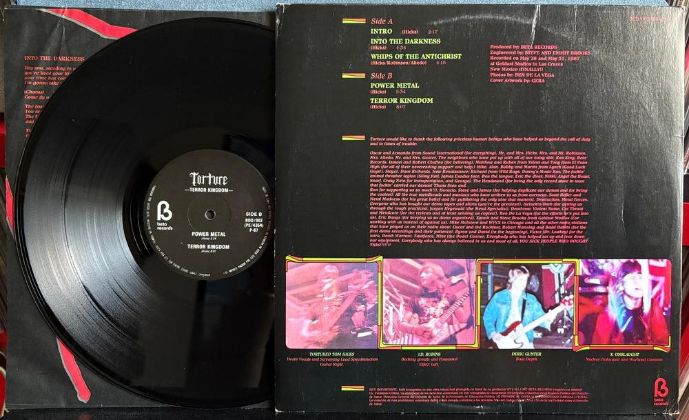 TORTURE TERROR KINGDOM~1987 BETA RECORDS MEXICO ONLY LP w/INNER SLV~THRASH METAL