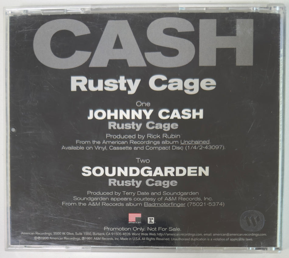 RARE JOHNNY CASH SOUNDGARDEN RUSTY CAGE 1996 PROMO-ONLY CD SINGLE~AMERICAN~NM-