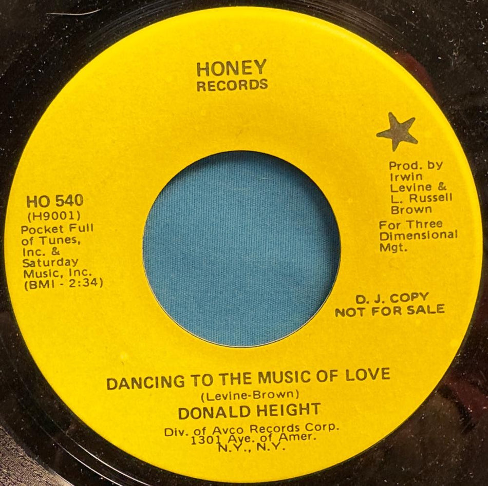DONALD HEIGHT DANCING TO THE MUSIC~RARE 1971 SOUL PROMO 45 on HONEY~NM~FUNK