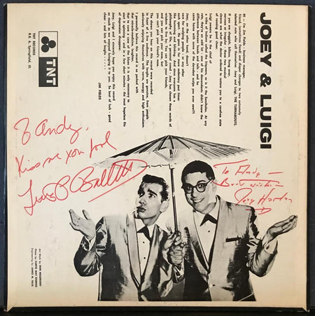 JOEY AND LUIGI THE TURNABOUTS~SIGNED TNT COMEDY LP~AUTOGRAPHED~HARLAN~BALLETTO