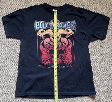 BOLT THROWER CARVED IN STONE T-SHIRT~2013 RETURN TO CHAOS TOUR~XL~BLACK~EXC COND