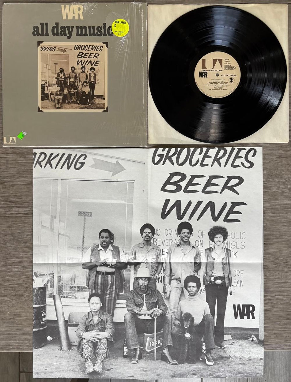 WAR ALL DAY MUSIC~ORG 1971 UNITED ARTISTS/FAR OUT LP w/SHRINK~POSTER INSERT~FUNK