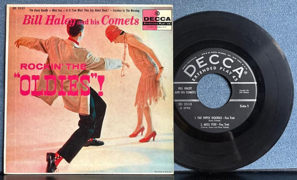 BILL HALEY AND HIS COMETS ROCKIN' THE OLDIES!~ORIG 1957 DECCA 7-INCH 45 EP~ROCK