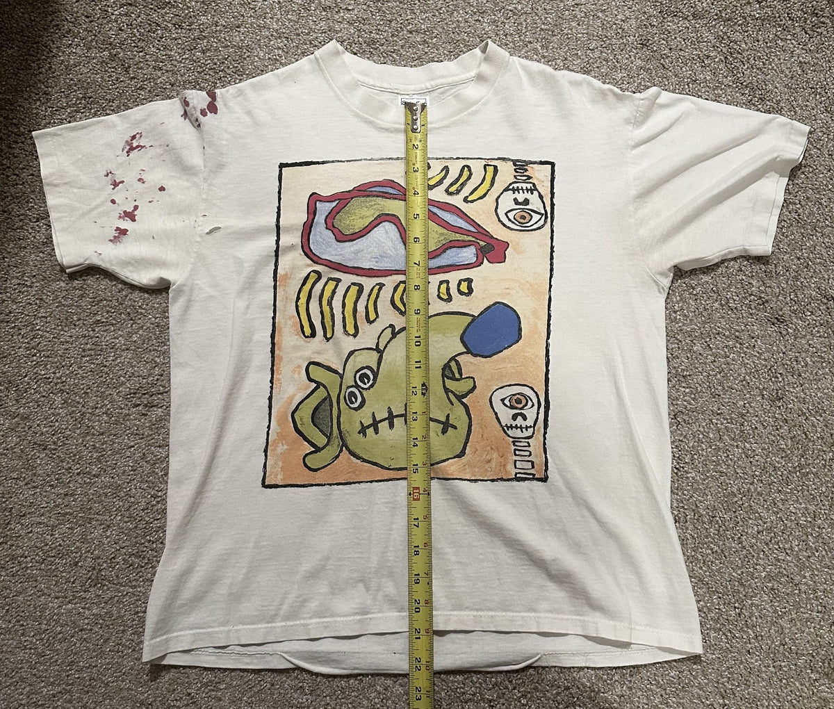 RARE MEAT PUPPETS BAND T-SHIRT~SINGLE-STITCH~ORIGINAL~WHITE~LG~1980s~VINTAGE~VTG