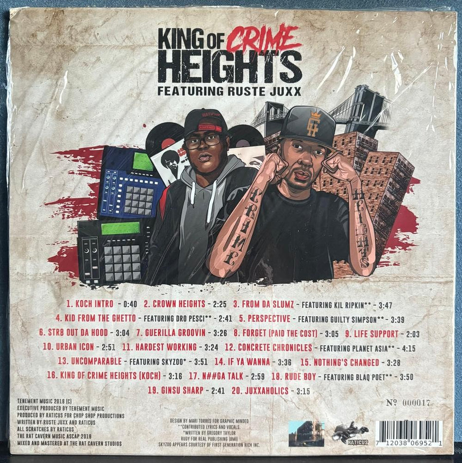 RATICUS FT RUSTE JUXX KING OF CRIME HEIGHTS~SEALED LMTD NUMBERED COLOR VINYL 2LP