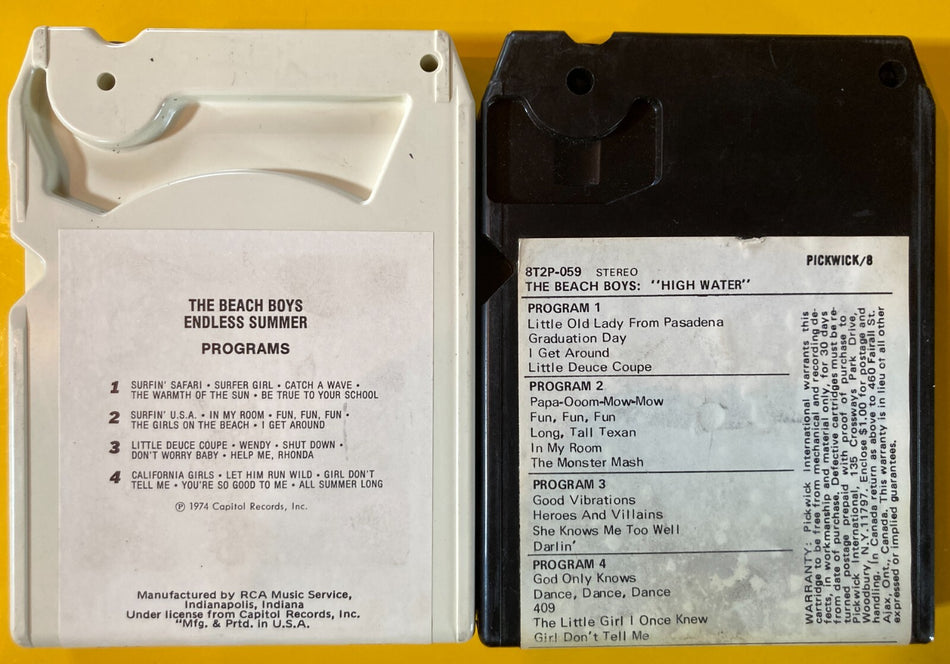 BEACH BOYS 8-TRACK TAPES: ENDLESS SUMMER & HIGHWATER~NICE CONDITION~BRIAN WILSON