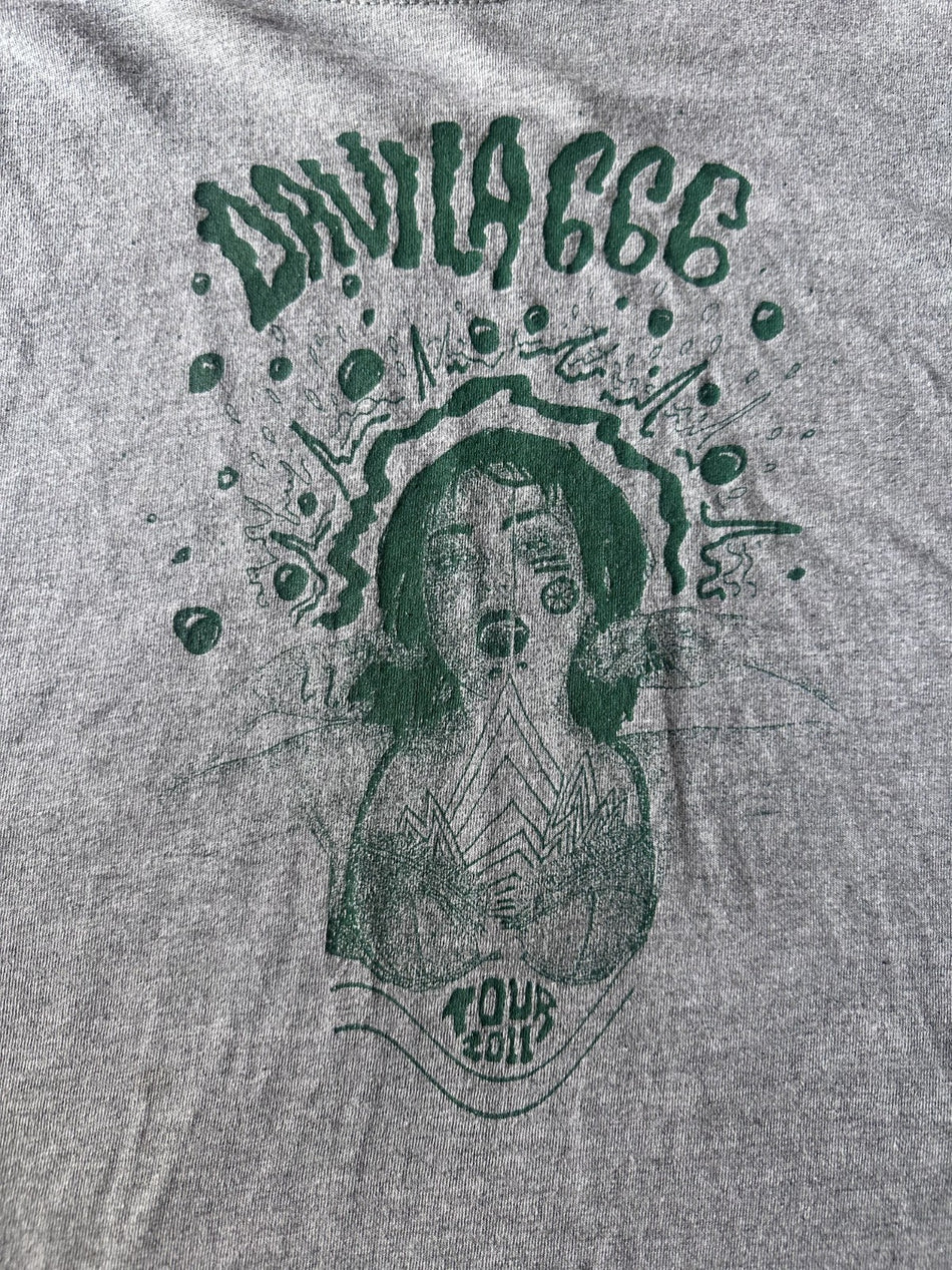 DÁVILA 666 T-SHIRT~2011 TOUR~XL~GILDAN~GREY~EXC COND~METAL~VERY RARE