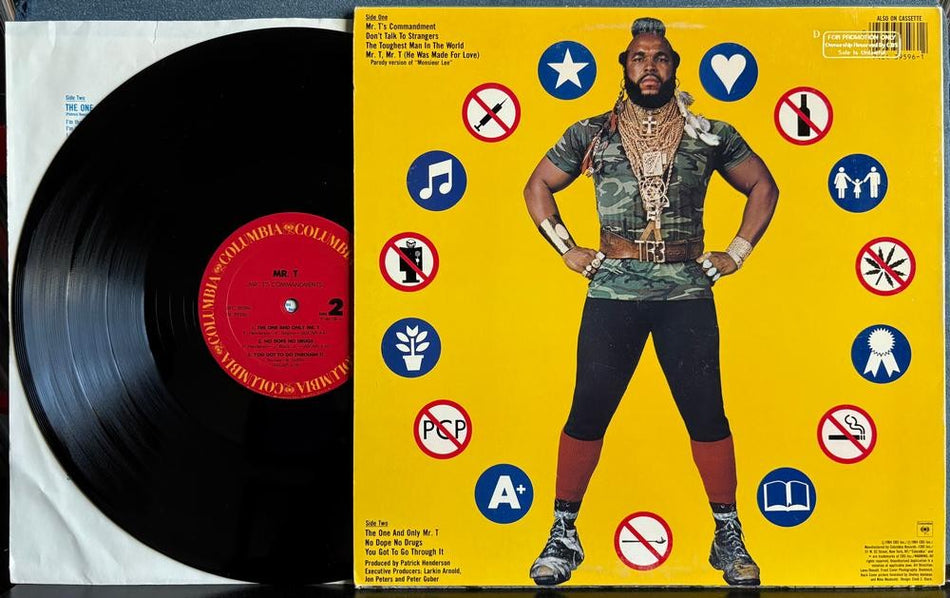 MR. T's COMMANDMENTS~NM- 1984 COLUMBIA PROMO COPY LP w/INNER~FUNK~RAP~BFC 39596