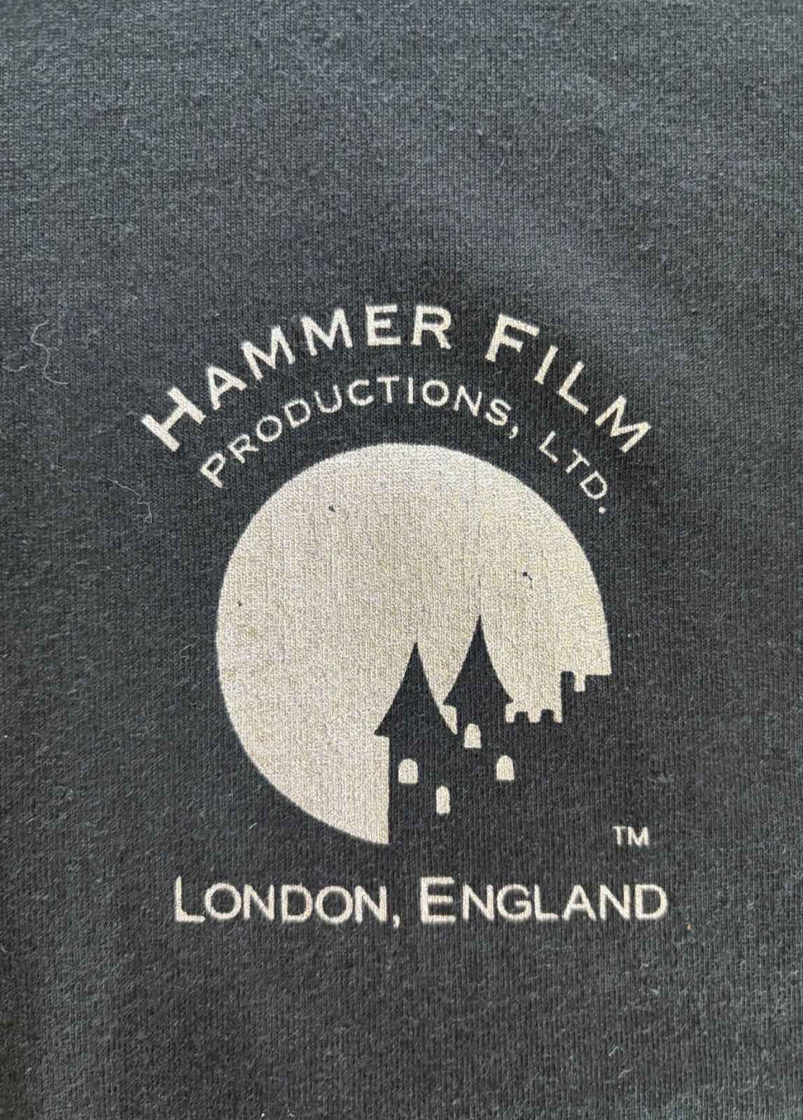 BRAND NEW! HAMMER FILM PRODUCTIONS PROMO T-SHIRT~POCKET LOGO BLACK~XL~HORROR