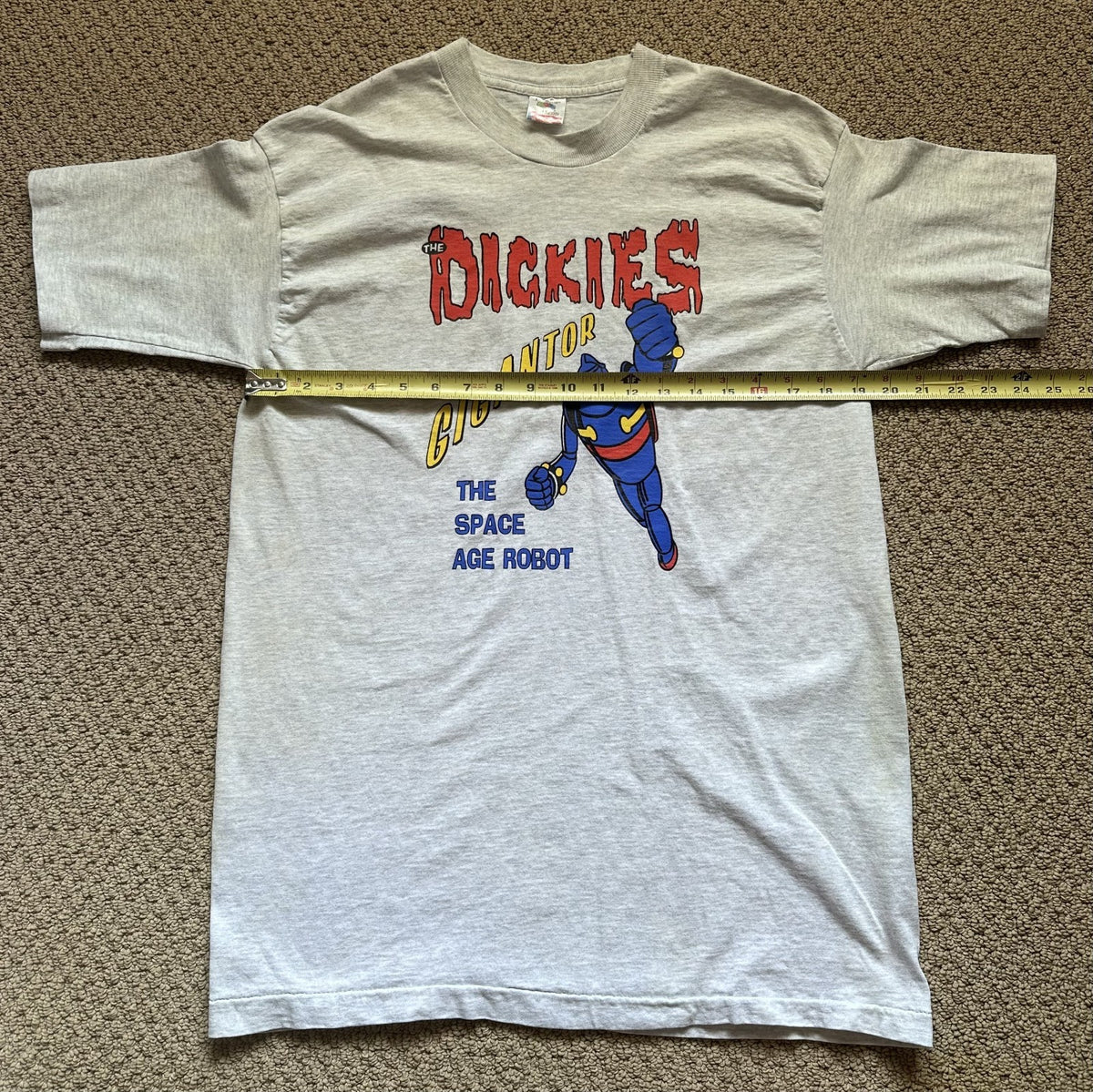 THE DICKIES T-SHIRT~1990s VINTAGE~GIGANTOR~THE SPACE AGE ROBOT~LG~GREY~VTG~RARE