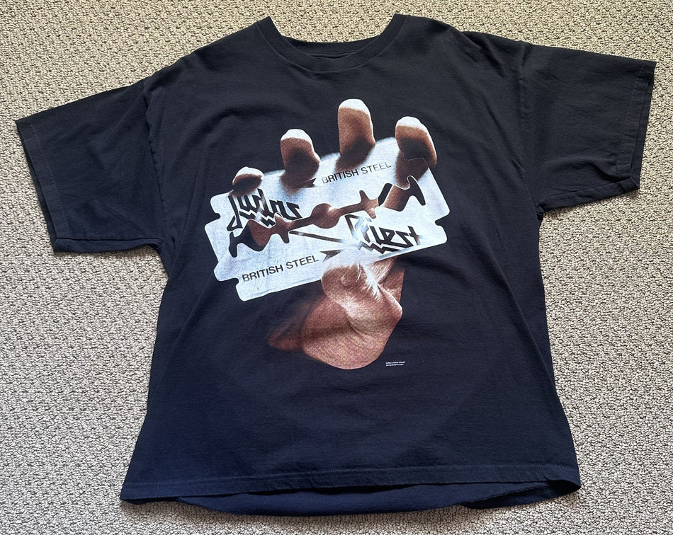 VTG JUDAS PRIEST T-SHIRT~2005 REUNITED TOUR~BRITISH STEEL~XL~DELTA~BLACK~RARE