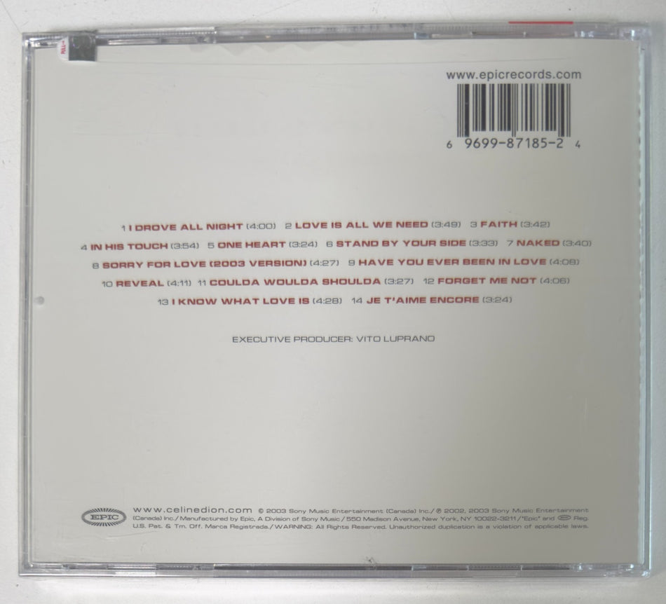 BRAND NEW SEALED CELINE DION ONE HEART 2003 CD w/HYPE STICKER~DROVE ALL NIGHT
