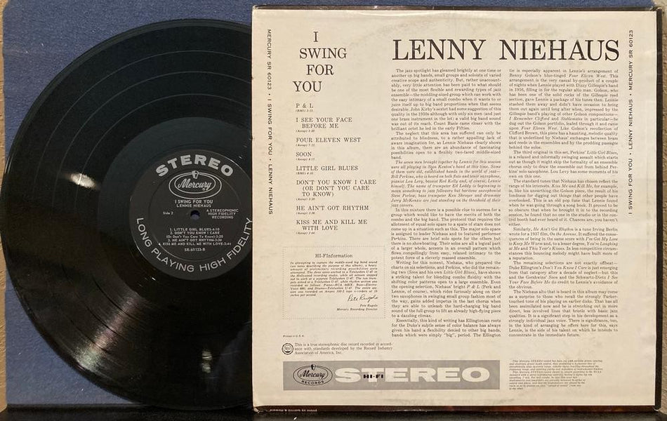 LENNIE NIEHAUS I SWING FOR YOU~1960 MERCURY STEREO 1st PRESS LP~COOL JAZZ~LOUNGE